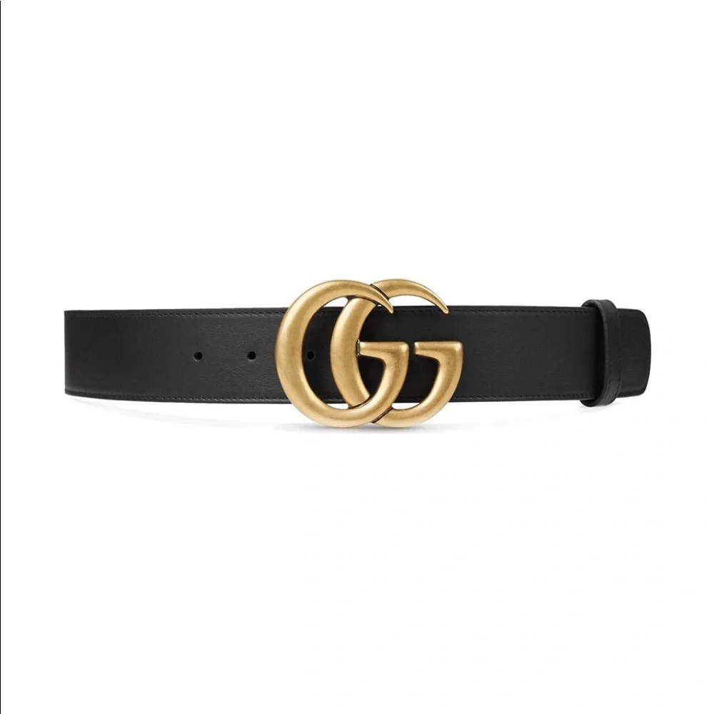 AUTHENTIC Gucci Double G Buckle Belt Gold/Black - Picture 3 of 13